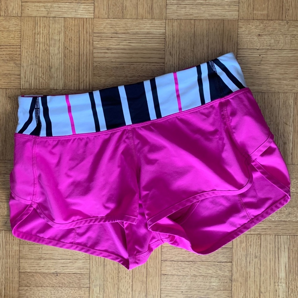pink lululemon speed up shorts size 4